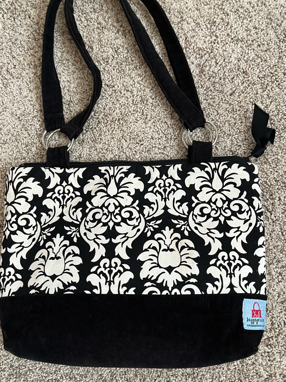 Black & White XS Damask Indie Shoulder Bag with Dual Straps